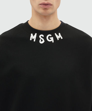 Black jersey sweatshirt with brushstroke logo