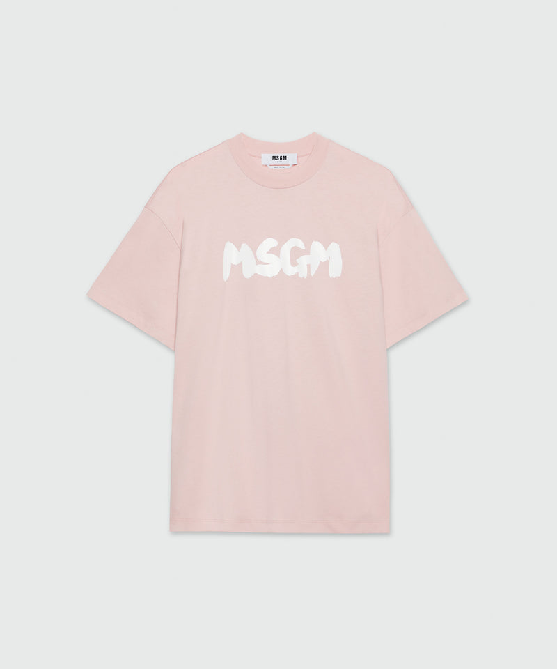 Jersey T-shirt with brushstroke logo LIGHT PINK Men 