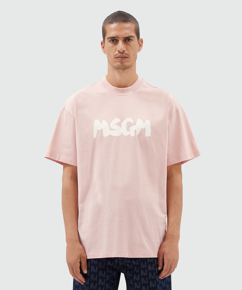 Jersey T-shirt with brushstroke logo LIGHT PINK Men 