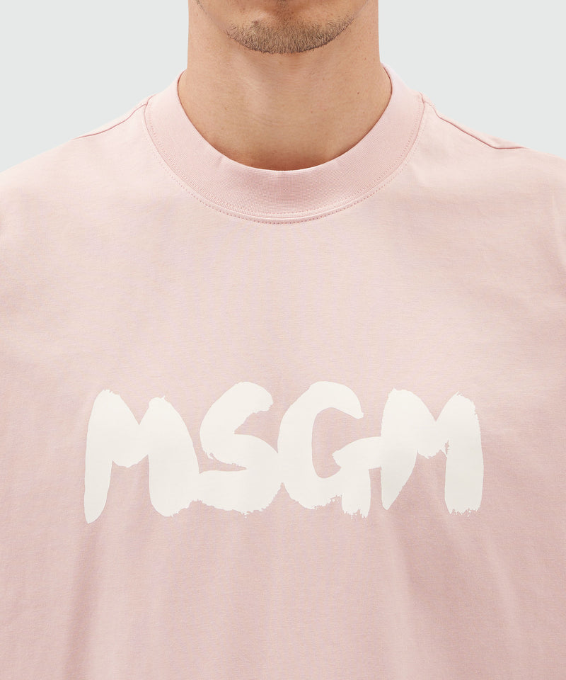 Jersey T-shirt with brushstroke logo LIGHT PINK Men 