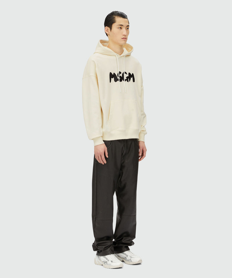 White jersey sweatshirt with brushstroke logo WHITE Men 