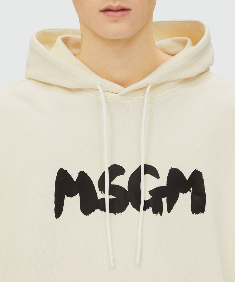 White jersey sweatshirt with brushstroke logo WHITE Men 