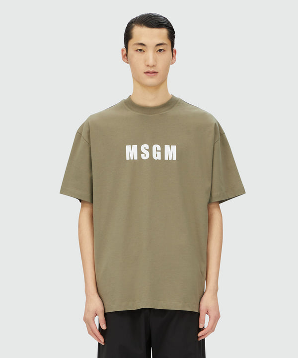 T-Shirt verde militare in jersey logo Impact