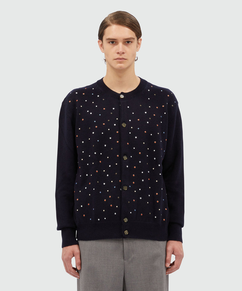 Cashmere blend cardigan with multicolored studs NAVY Men 