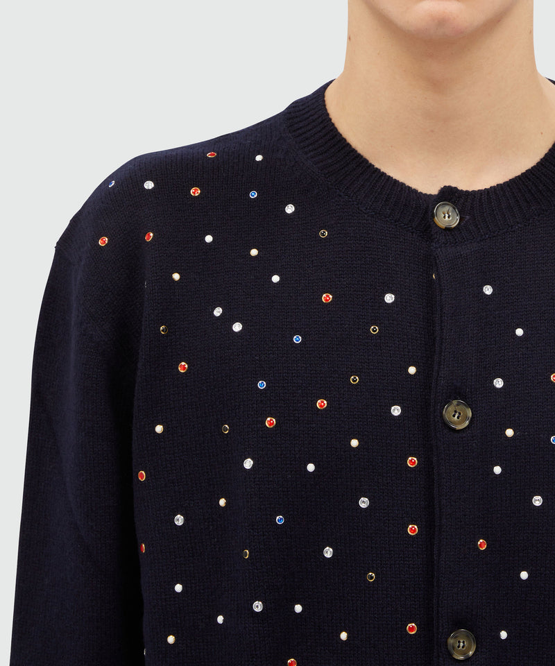 Cashmere blend cardigan with multicolored studs NAVY Men 