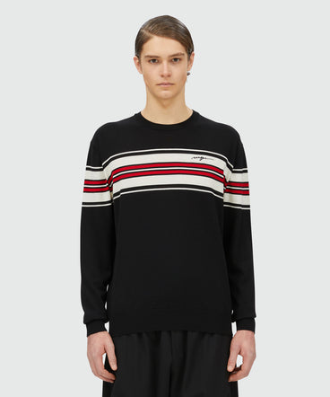 Blended wool sweater with jacquard stripes