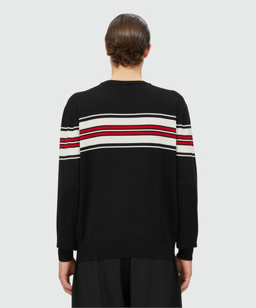 Blended wool sweater with jacquard stripes