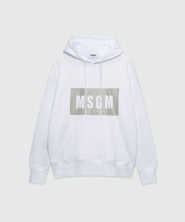 White jersey sweatshirt with box logo print