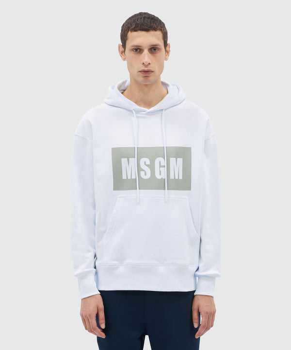 White jersey sweatshirt with box logo print