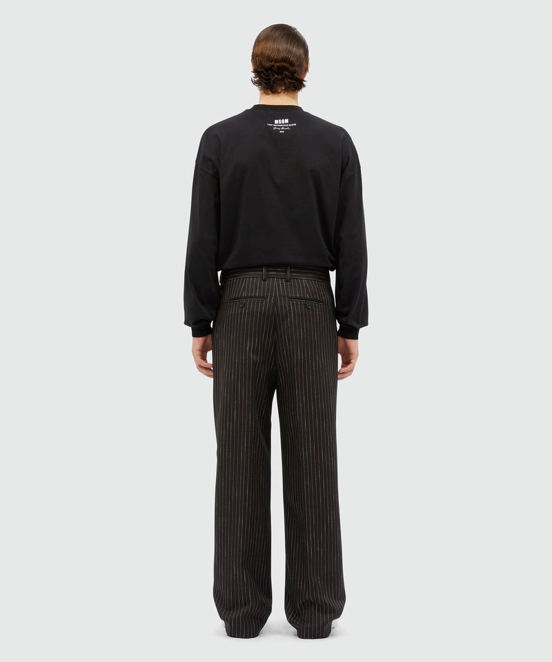 Pinstripe wool trousers BROWN Men 