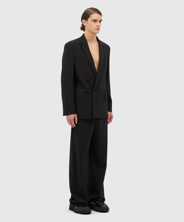 Black virgin wool trousers