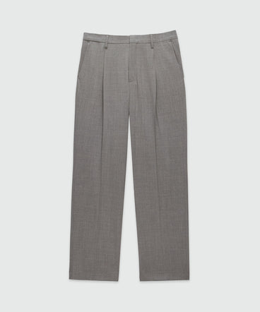 Grey virgin wool pants with pleats