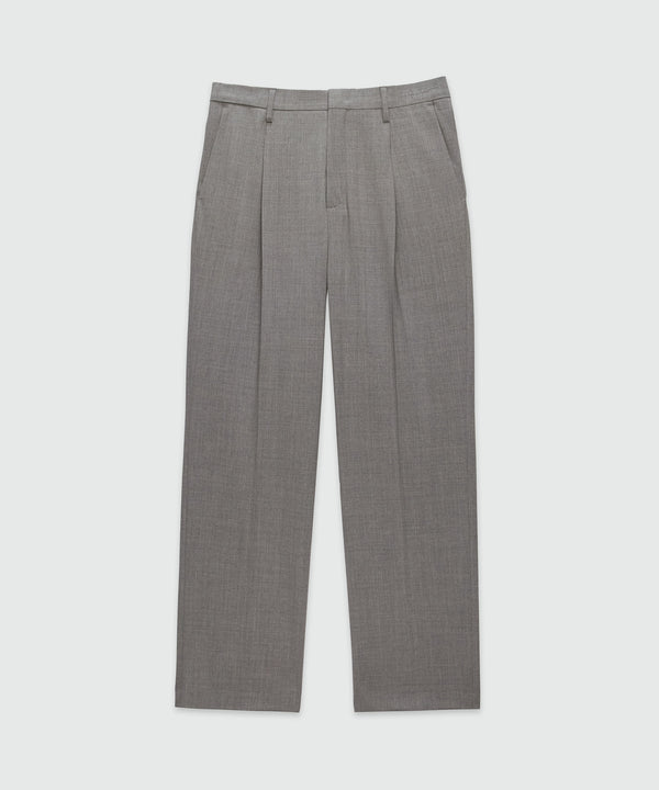 Grey virgin wool pants with pleats