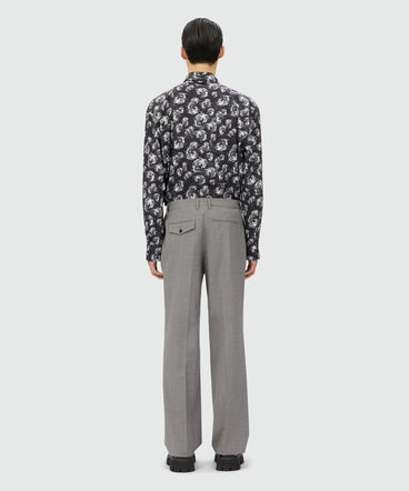 Grey virgin wool pants with pleats