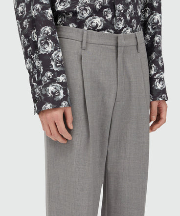 Grey virgin wool pants with pleats