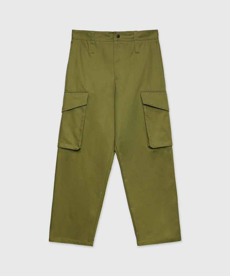 Cargo pants with multicolor studs MILITARY GREEN Men 