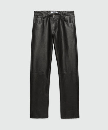 Pre-washed faux-leather pants