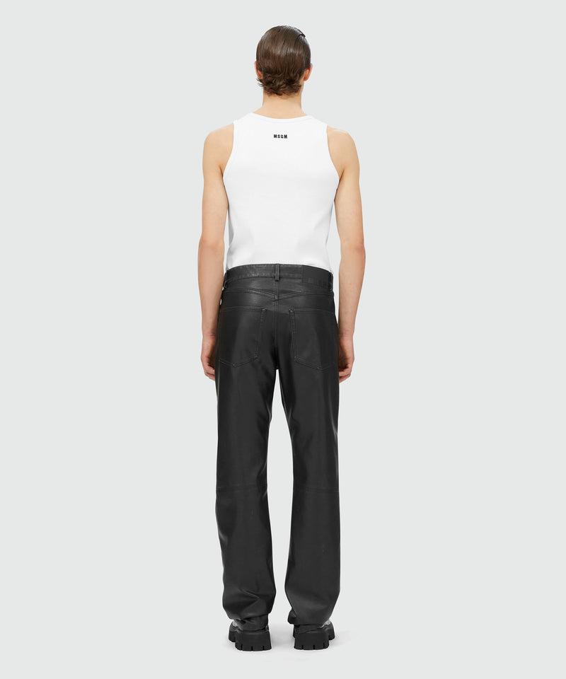 Pre-washed faux-leather pants BLACK Men 