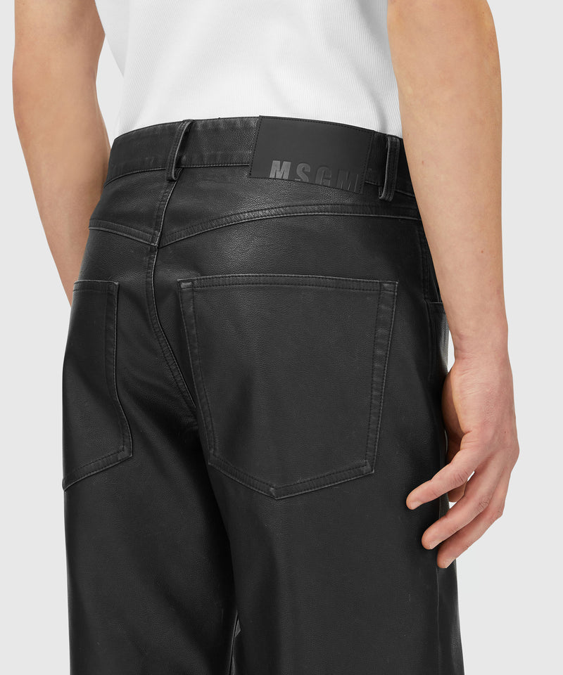 Pre-washed faux-leather pants BLACK Men 