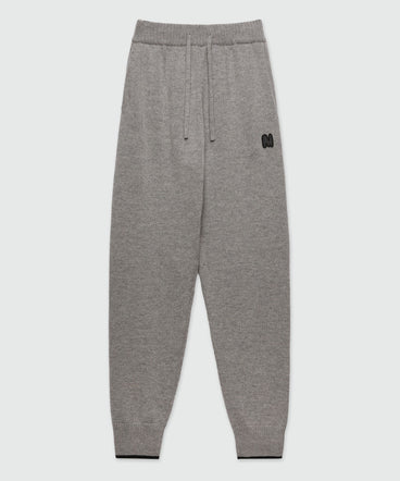 Grey melange blended cashmere jogging pants