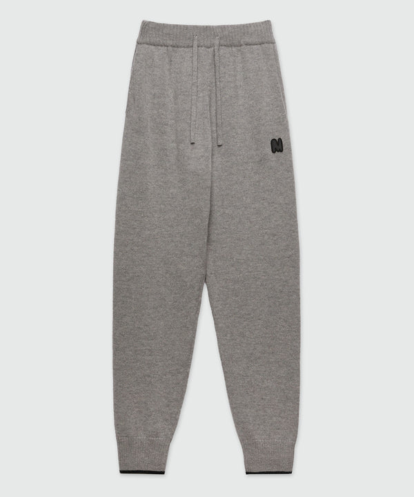 Grey melange blended cashmere jogging pants