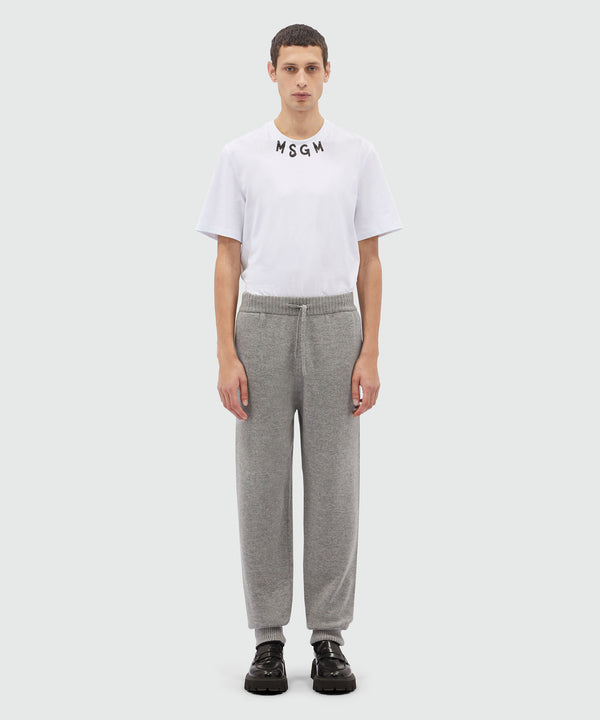 Pantalone jogger in misto cashmere grigio melange