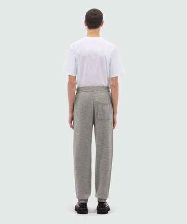 Grey melange blended cashmere jogging pants