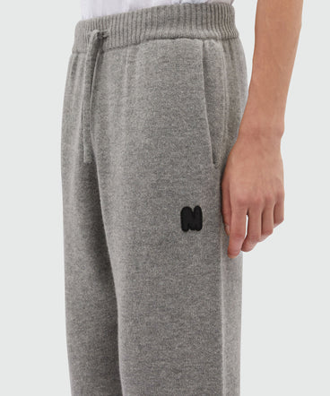 Grey melange blended cashmere jogging pants