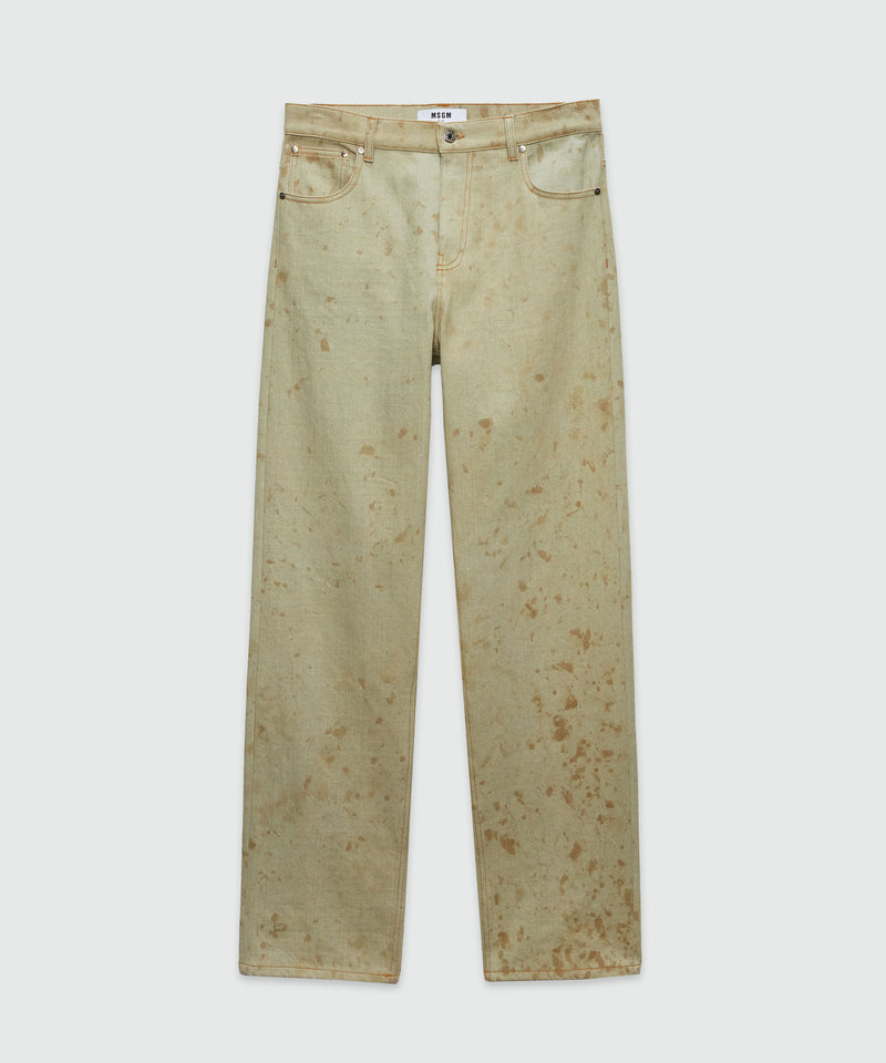 Tea-dyed denim pants LIGHT GREEN Men 