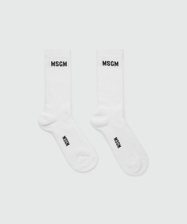 White stretch cotton socks with Impact logo