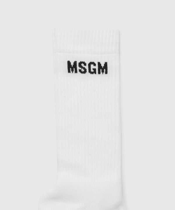 White stretch cotton socks with Impact logo