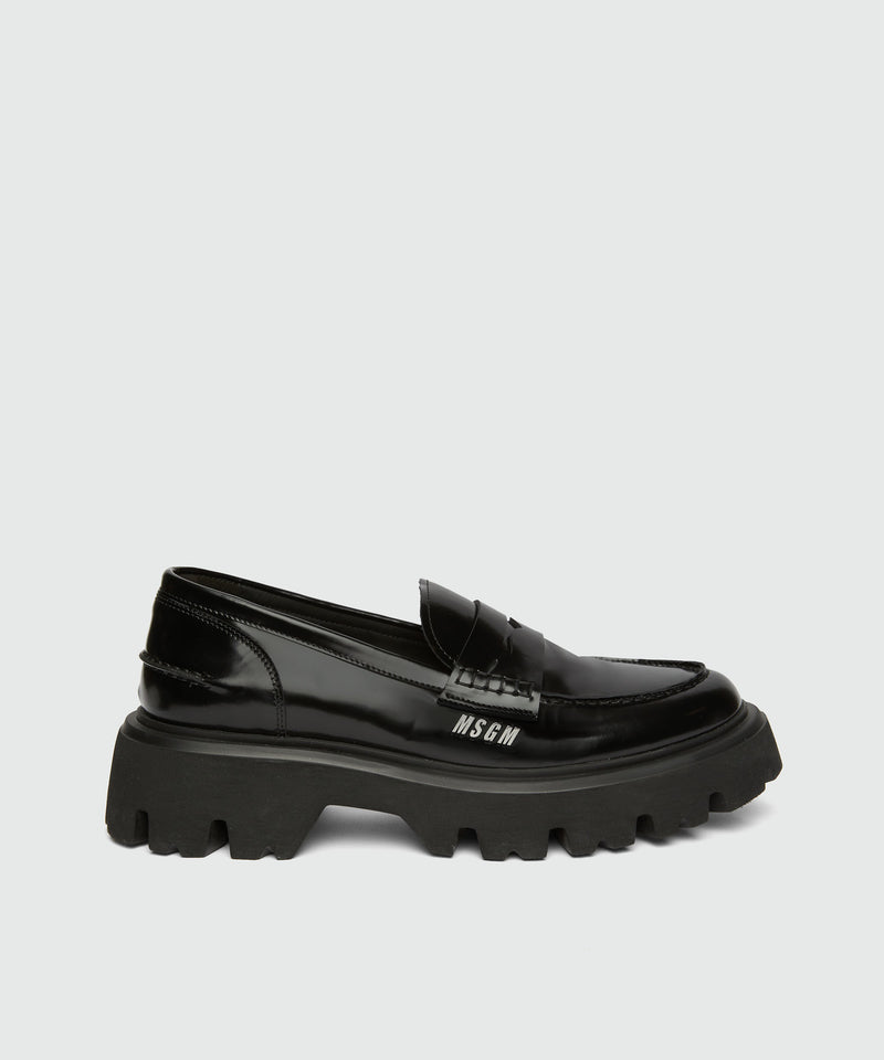 Brushed leather loafers BLACK Men 