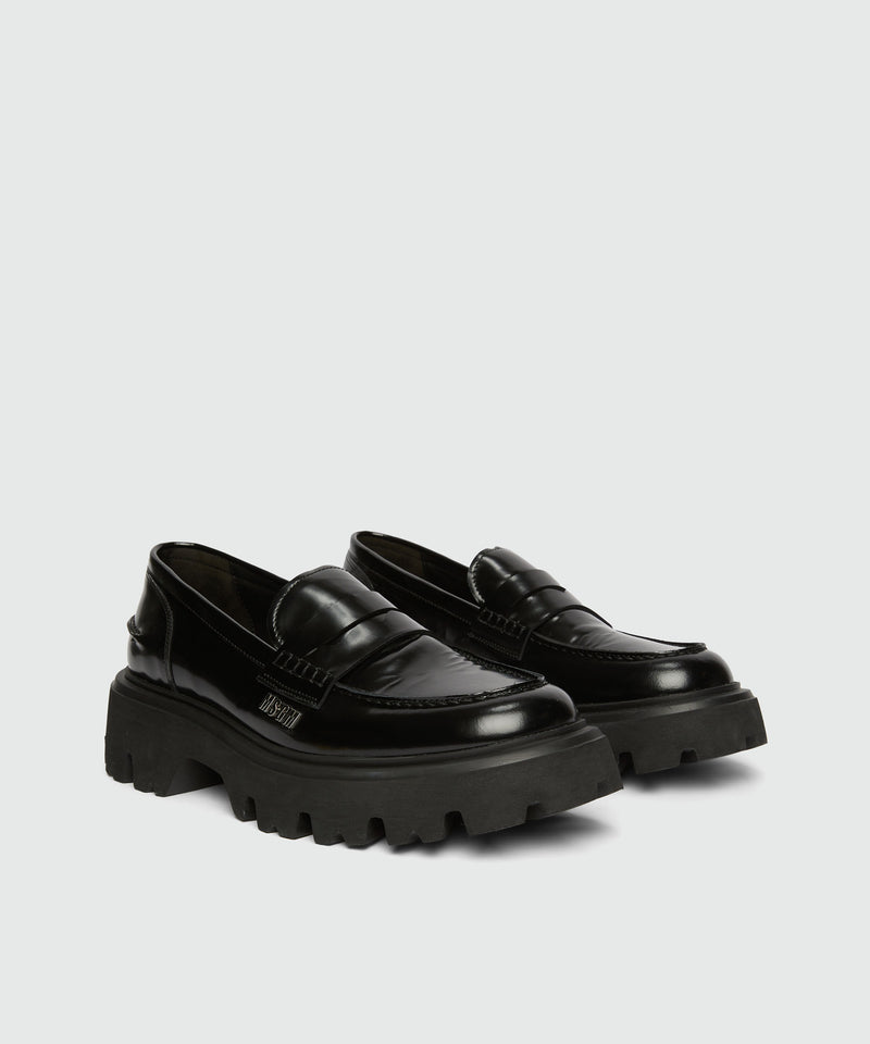 Brushed leather loafers BLACK Men 