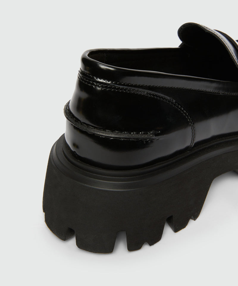 Brushed leather loafers BLACK Men 