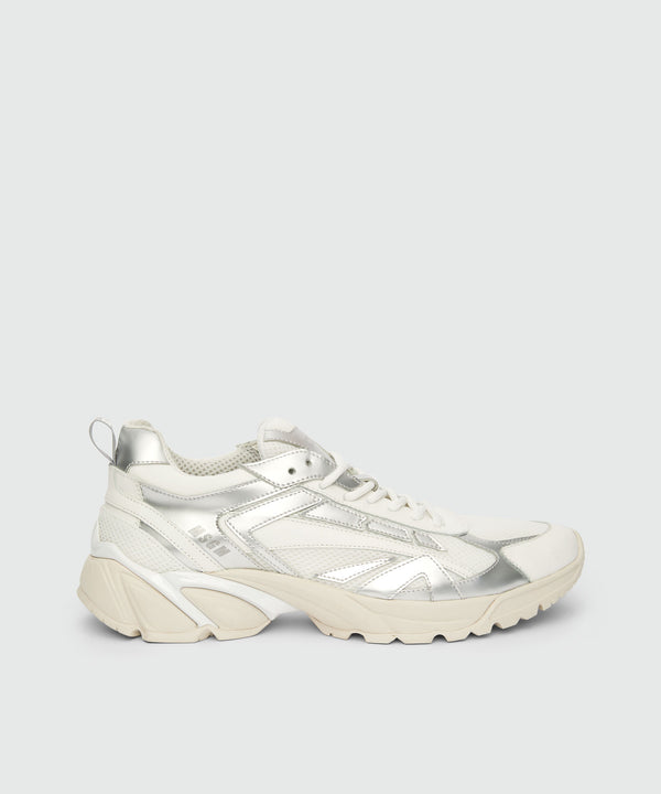 Silver and white leather Vulcano sneakers