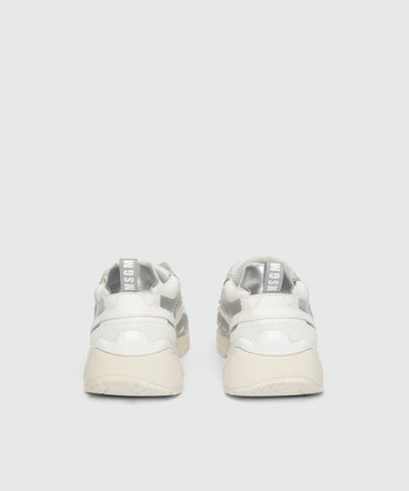 Silver and white leather Vulcano sneakers