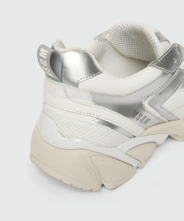 Silver and white leather Vulcano sneakers