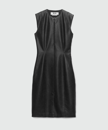 Faux-leather sheath dress