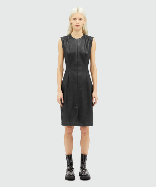 Faux-leather sheath dress