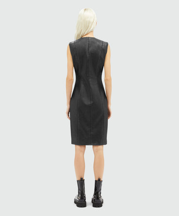 Faux-leather sheath dress