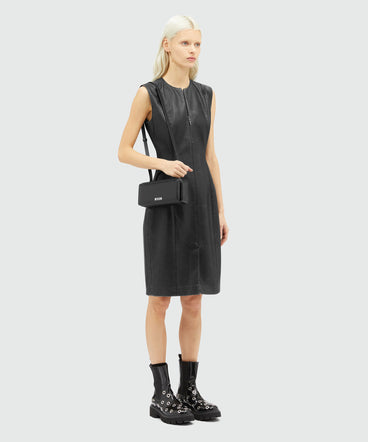 Faux-leather sheath dress