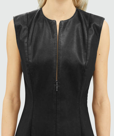 Faux-leather sheath dress