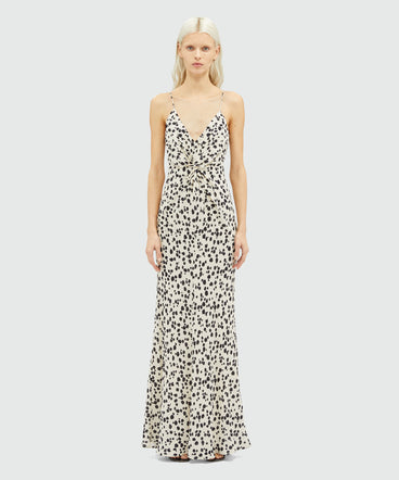 Viscose slip dress with knotted waist