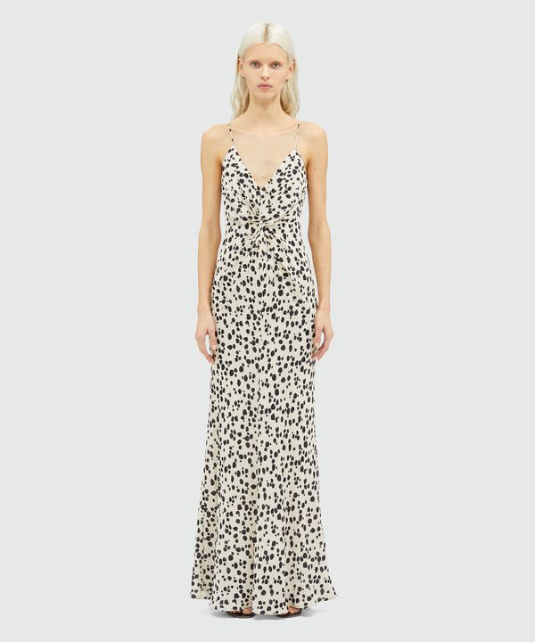 Viscose slip dress with knotted waist