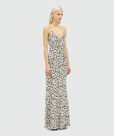 Viscose slip dress with knotted waist