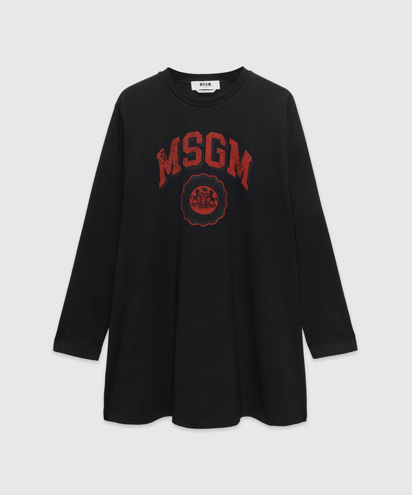 Jersey T-shirt dress with MSGM print