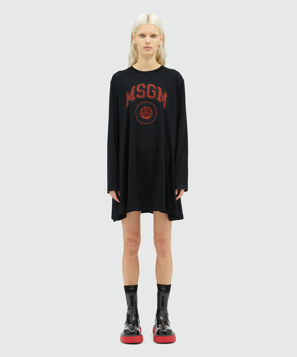 Jersey T-shirt dress with MSGM print