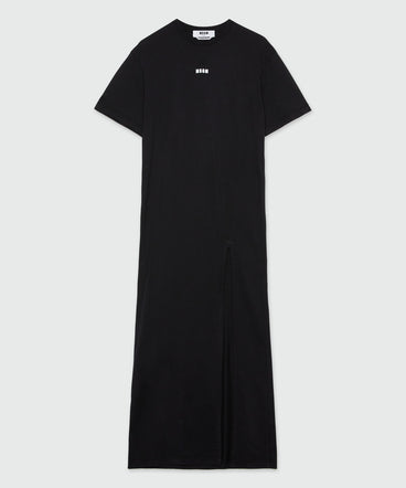 Long jersey T-shirt dress with micro logo