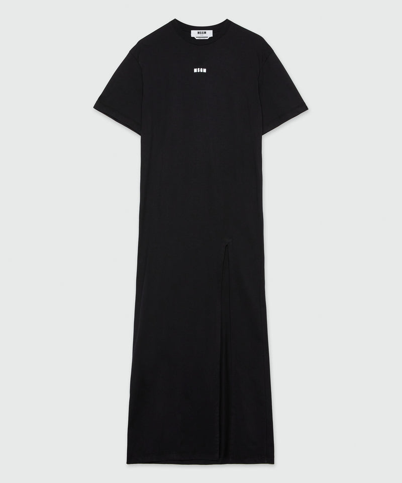 Long jersey T-shirt dress with micro logo BLACK Women 