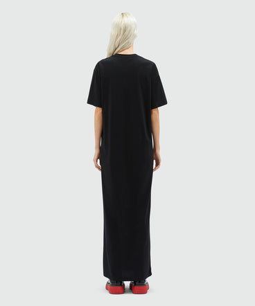 Long jersey T-shirt dress with micro logo